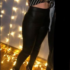 Boutique High Waisted Leather Pants w/ Side Zipper